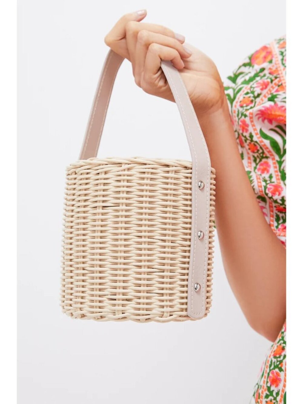 Wicker Wings Lan Bag in Cream and Natural New Tote Leather Handle Tote Purse